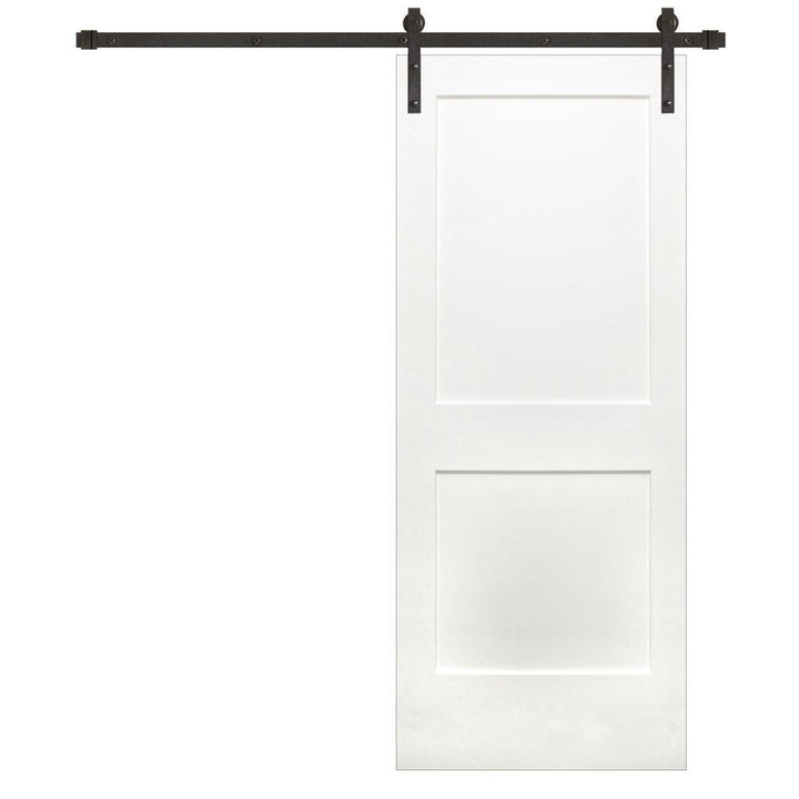 42 in. x 84 in. Shaker 2-Panel Primed Wood Interior Barn Door with Bronze Hardware - Super Arbor