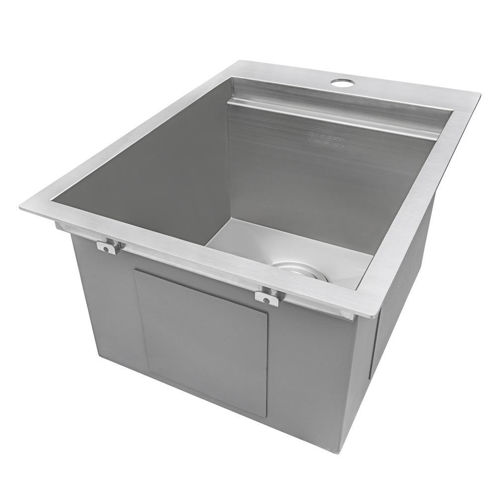 Workstation Drop-in Stainless Steel 15 in. x 20 in. Topmount Bar Prep RV Kitchen Sink 16-Gauge Single Bowl - Super Arbor