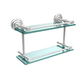 Que New 16 in. L x 8 in. H x 5 in. W 2-Tier Clear Glass Bathroom Shelf with Gallery Rail in Brushed Bronze - Super Arbor
