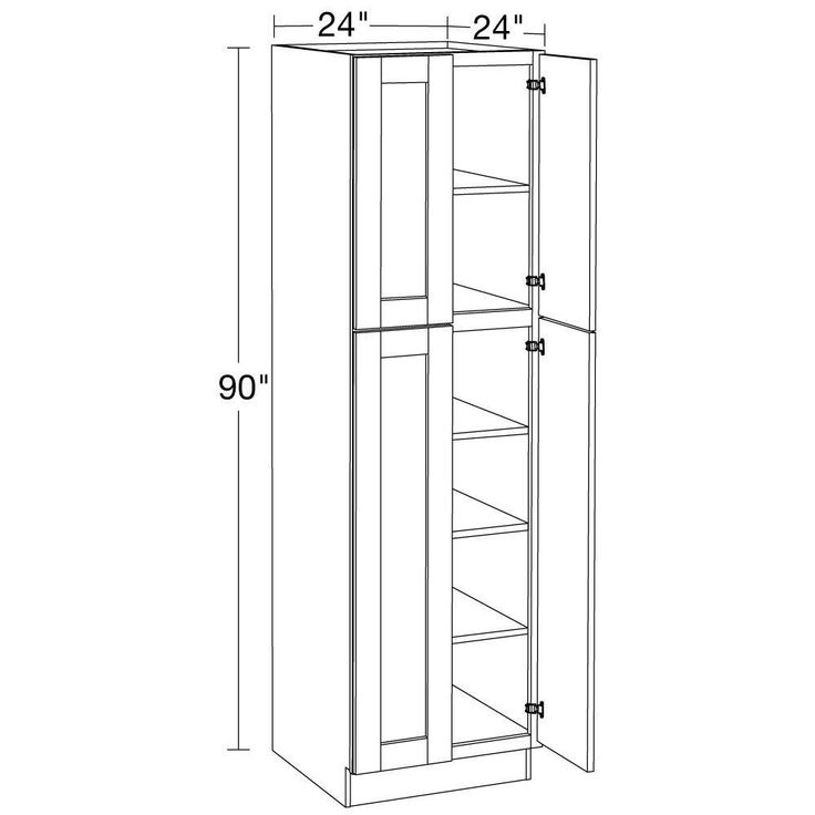 Home Decorators Collection Washington 24 in. W x 24 in. D x 90 in. H Assembled Plywood Pantry Kitchen Cabinet in Onyx with Soft Close