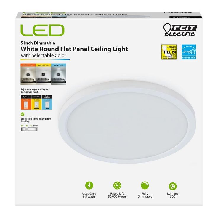 5 in. 8-Watt Title 24 Dimmable White Integrated LED Round Flat Panel Ceiling Flush Mount with Color Change CCT (4-Pack)