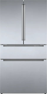 Bosch 800 Series 36 in. 21 cu. ft. French 4 Door Refrigerator in Stainless Steel with Dual Compressor, Counter-Depth