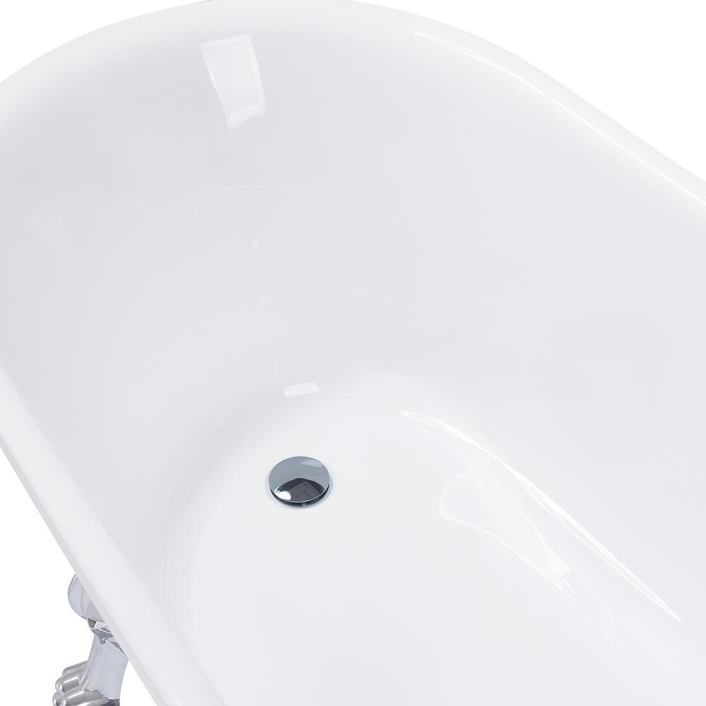 60 in. Fiberglass Single Slipper Clawfoot Non-Whirlpool Bathtub in Glossy White - Super Arbor