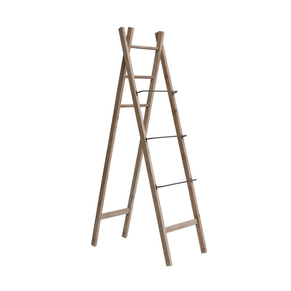 71 in. H Brown Decorative Wood and Metal A-Frame Ladder - Super Arbor