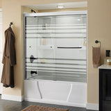 Simplicity 60 in. x 58-1/8 in. Semi-Frameless Traditional Sliding Bathtub Door in Bronze with Mozaic Glass - Super Arbor