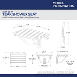 15-3/8 in. x 20 in. Natural Teak Wood Folding Shower Seat in Chrome - Super Arbor