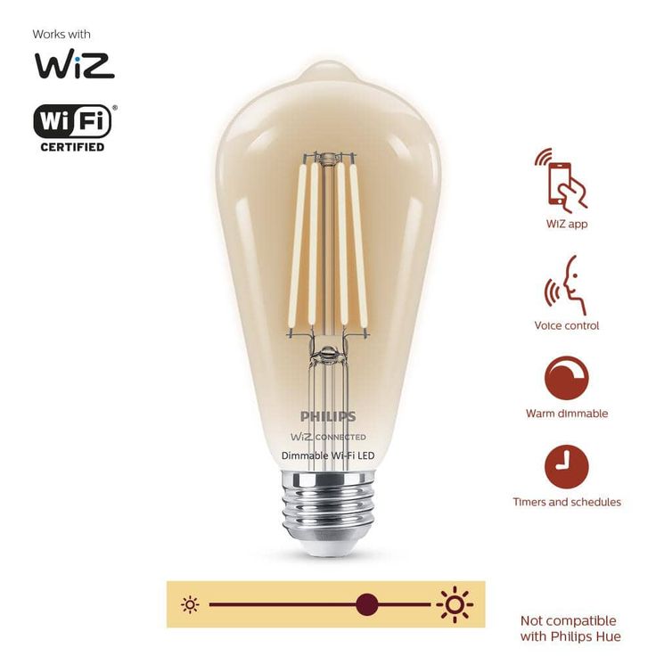 Soft White ST19 LED 40W Equivalent Dimmable Smart Wi-Fi Wiz Connected Wireless Light Bulb
