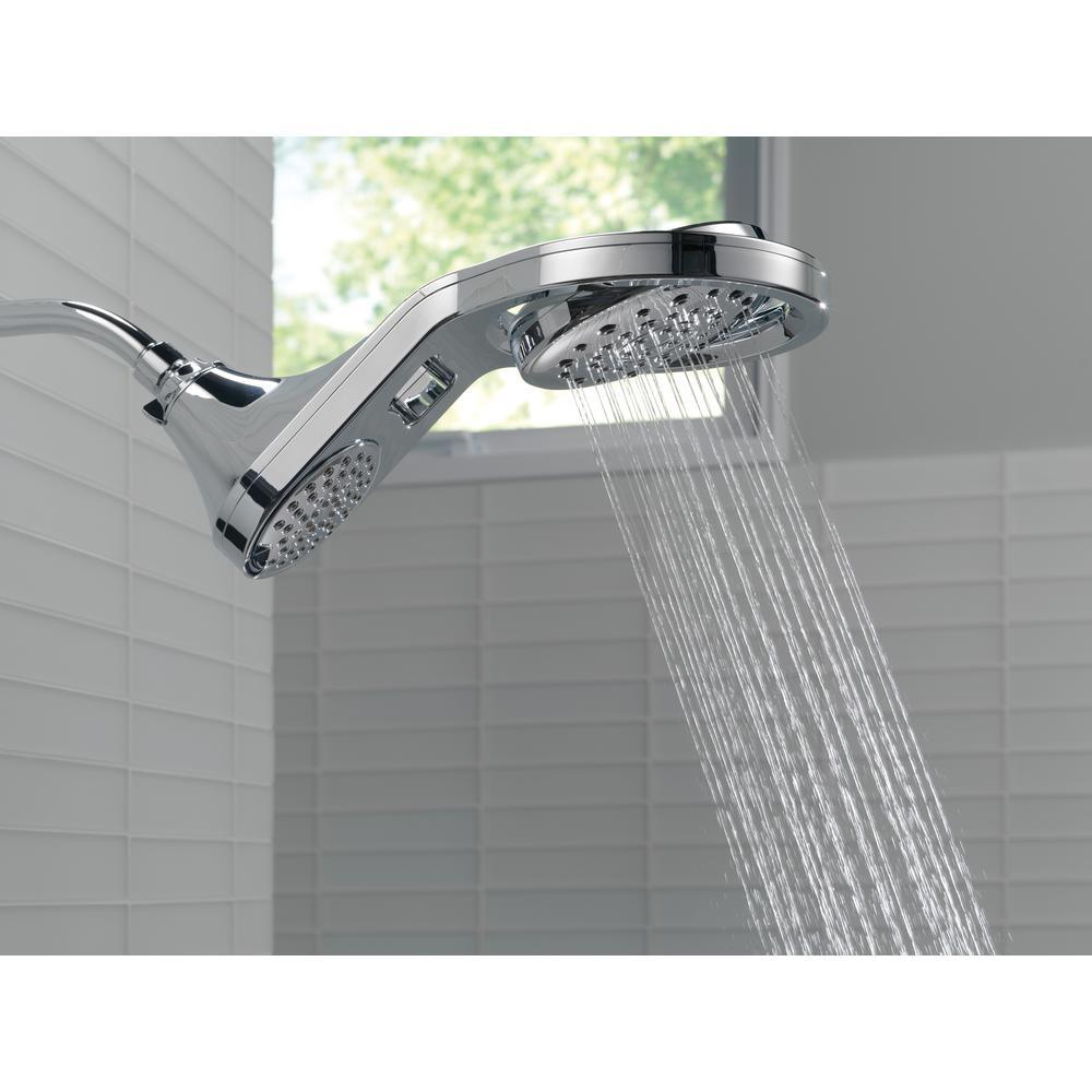 HydroRain Two-in-One 5-Spray 7.9 in. Double Wall Mount Fixed Shower Head in Chrome - Super Arbor