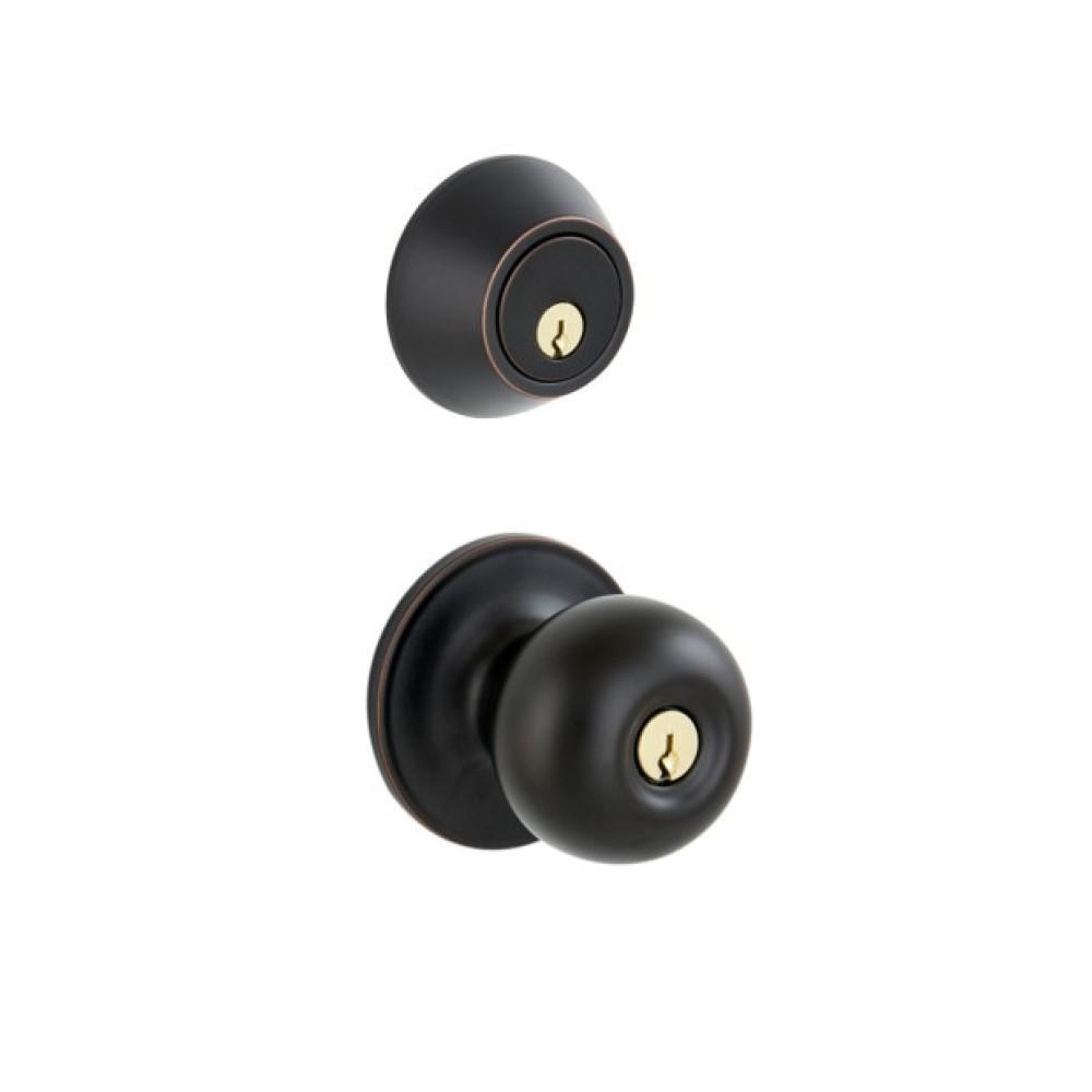 Aged Bronze Single Cylinder Deadbolt with Jeffir Entry Knob Combo Pack - Super Arbor