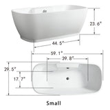 Toulon 59 in. Acrylic Flatbottom Freestanding Bathtub in White - Super Arbor
