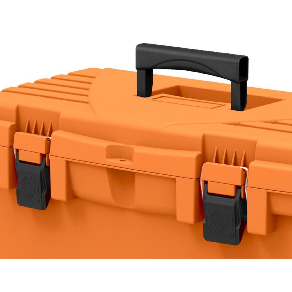 19 in. Plastic Portable Tool Box with Metal Latches and Removable Tool Tray - Super Arbor