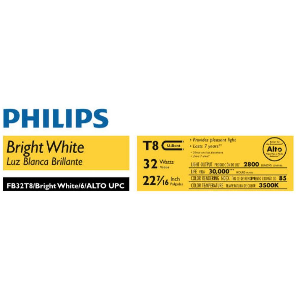 32-Watt Linear T8 U-Bend Alto Fluorescent Tube Light Bulb Bright White (3500K) - Super Arbor