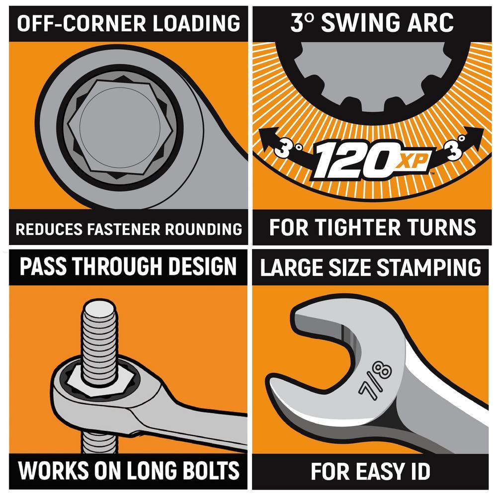 120XP Universal Spline XL Flex Head Ratcheting Combination Metric Wrench Set (12-Piece) - Super Arbor