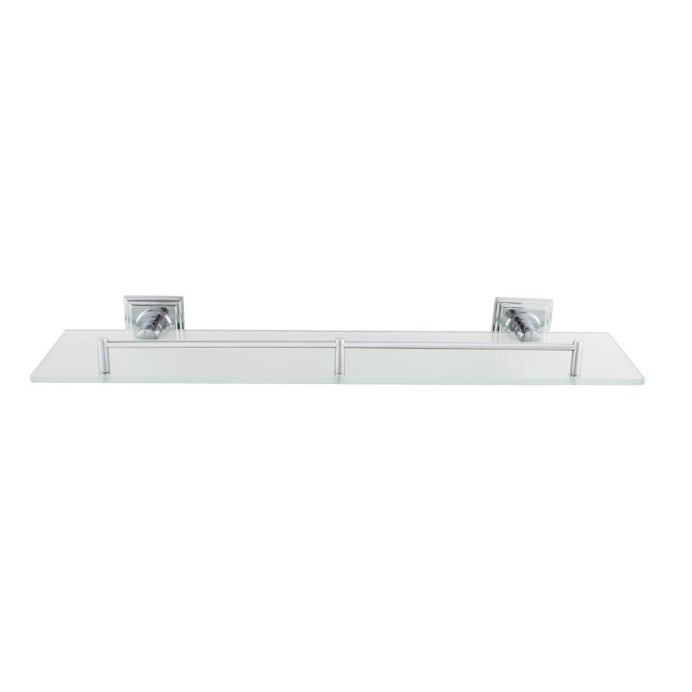 Square 20 in. Frosted Glass Shelf with Rail in Satin Nickel - Super Arbor