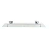 Square 20 in. Frosted Glass Shelf with Rail in Satin Nickel - Super Arbor