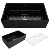 Contempo Farmhouse Apron Front Fireclay 27 in. Single Bowl Kitchen Sink with Bottom Grid and Strainer in White - Super Arbor