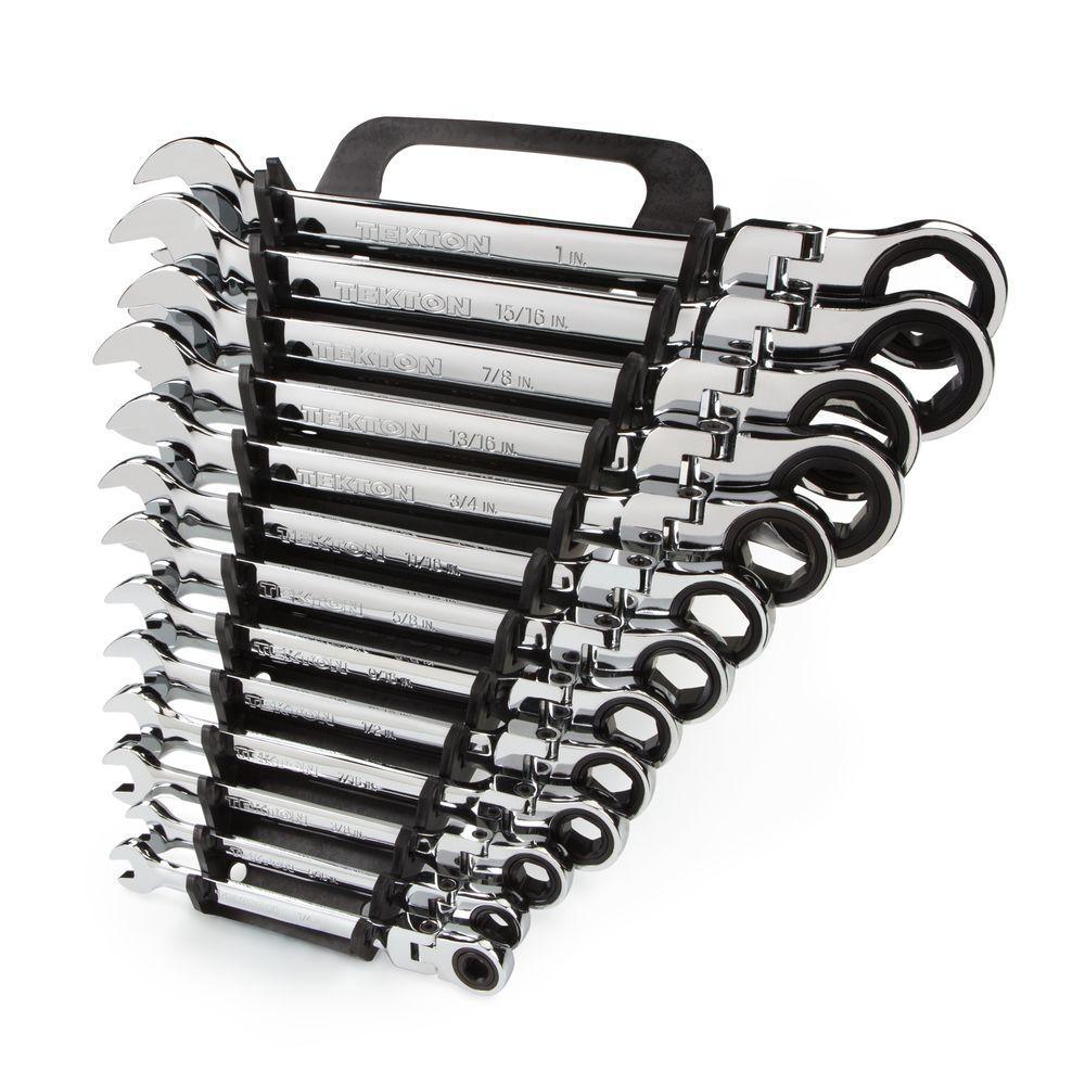 1/4-1 in. Flex-Head Ratcheting Combination Wrench Set (13-Piece) - Super Arbor