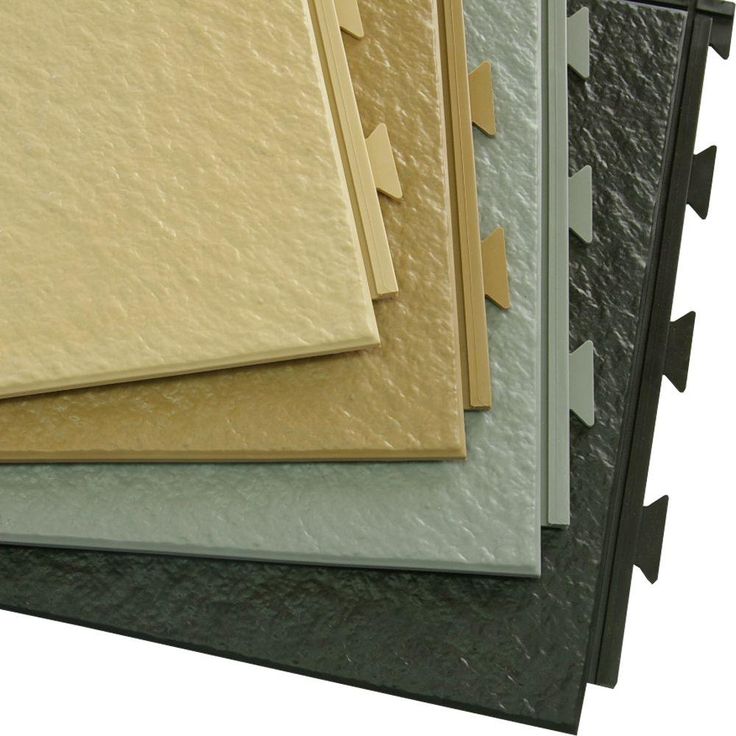 Greatmats Hiddenlock Slate Top Tan 12 in. x 12 in. x 0.25 in. PVC Plastic Interlocking Basement Floor Tile (Case of 20)