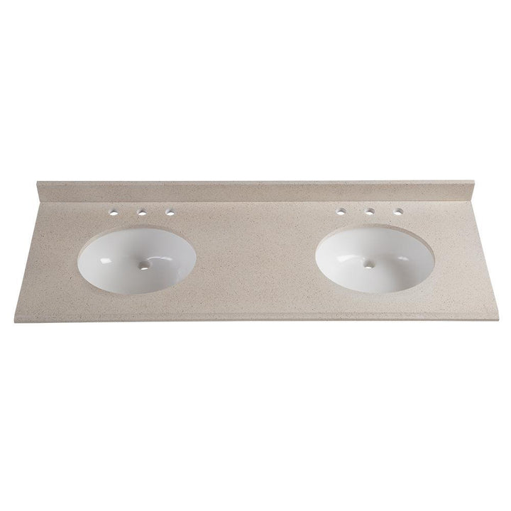 61 in. W x 22 in. D Colorpoint Double Vanity Top in Maui with White Sinks - Super Arbor