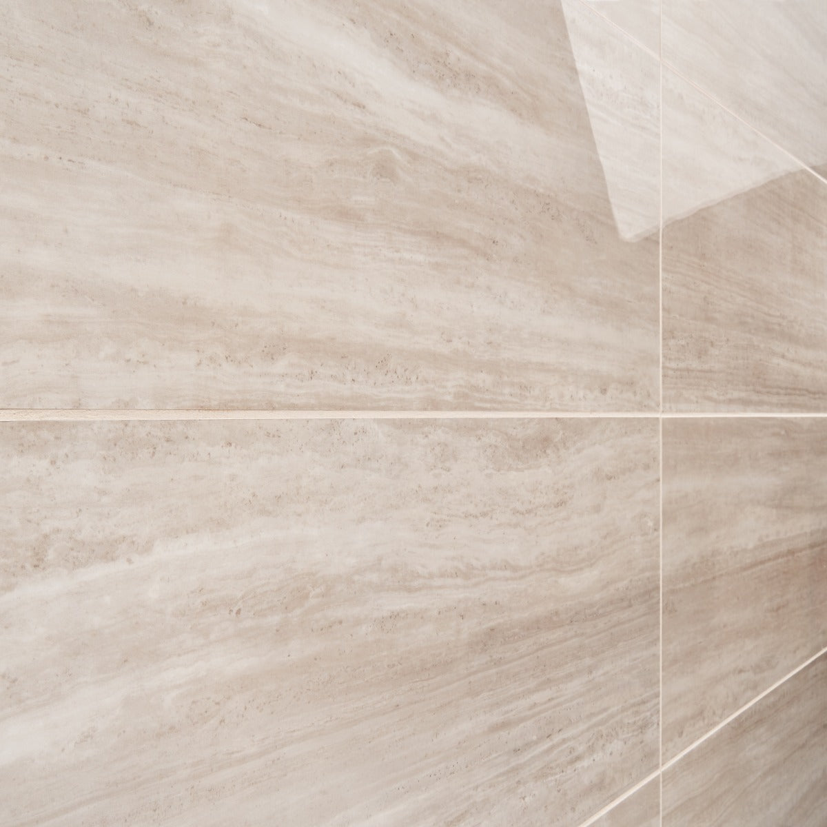 Nashville Taupe Beige 12x24 Polished Porcelain Tile - Travertine Look