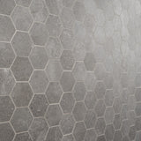Lux Tile New Rock Fossil Dark Gray 3" Hexagon Matte Porcelain Mosaic Tile