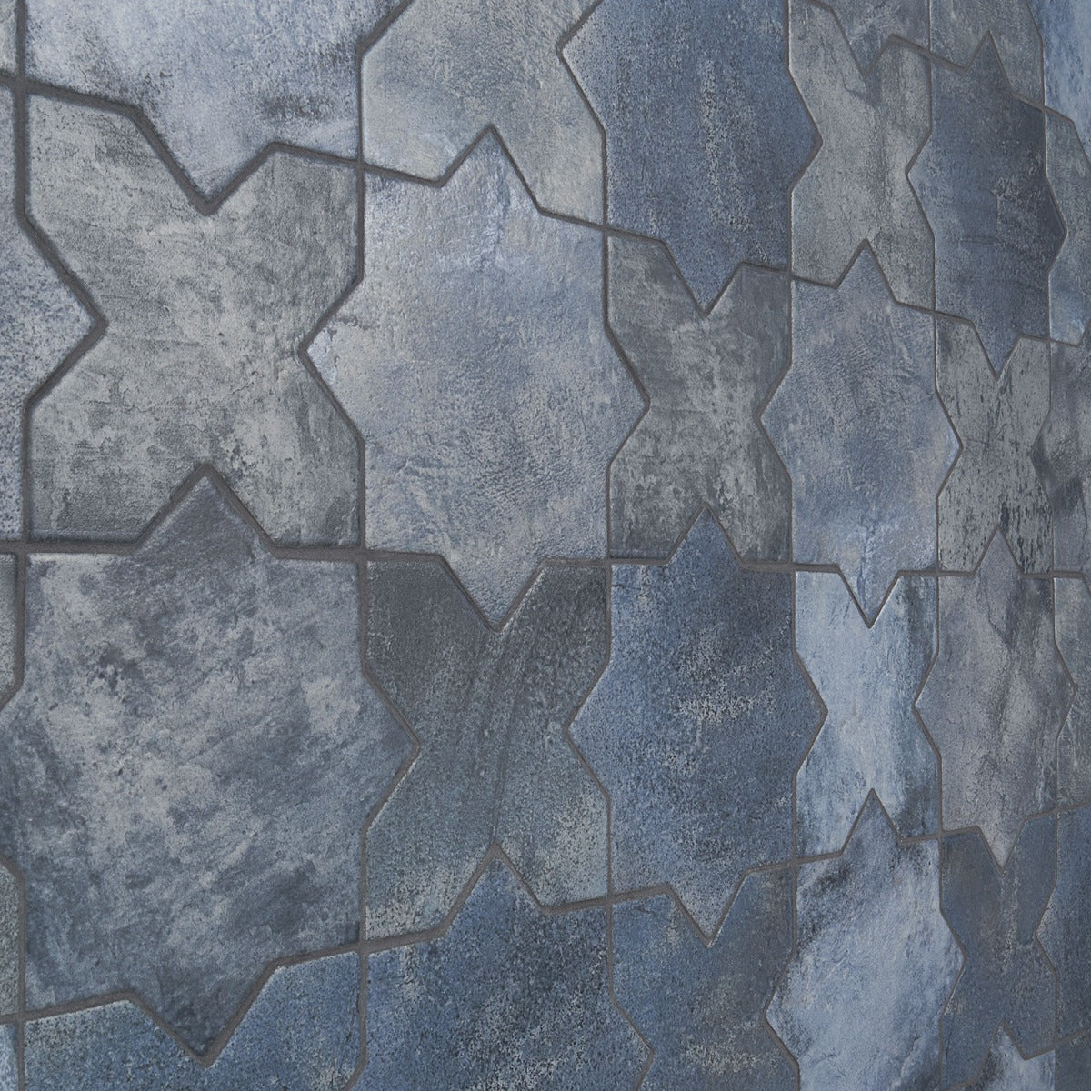 Parma Denim Blue Matte Star and Cross 6" Terracotta Look Porcelain Tile