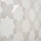 Lux Tile Parma White Polished Star and Matte Cross 6" Terracotta Look Porcelain Tile