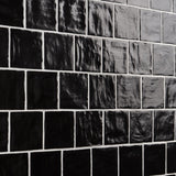 Montauk Jet Black 4x4 Mixed Finish Ceramic Wall Tile - Lux Tile