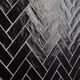 Montauk Jet Black 2x8 Mixed Finish Ceramic Subway Tile - Lux Tile