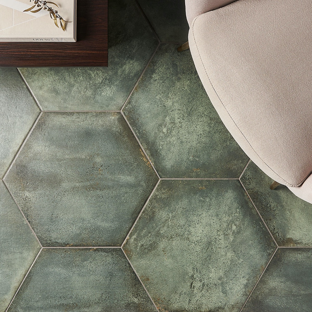 Angela Harris Flatiron Aquamarine 20" Hexagon Matte Porcelain Tile