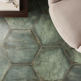 Angela Harris Flatiron Aquamarine 20" Hexagon Matte Porcelain Tile