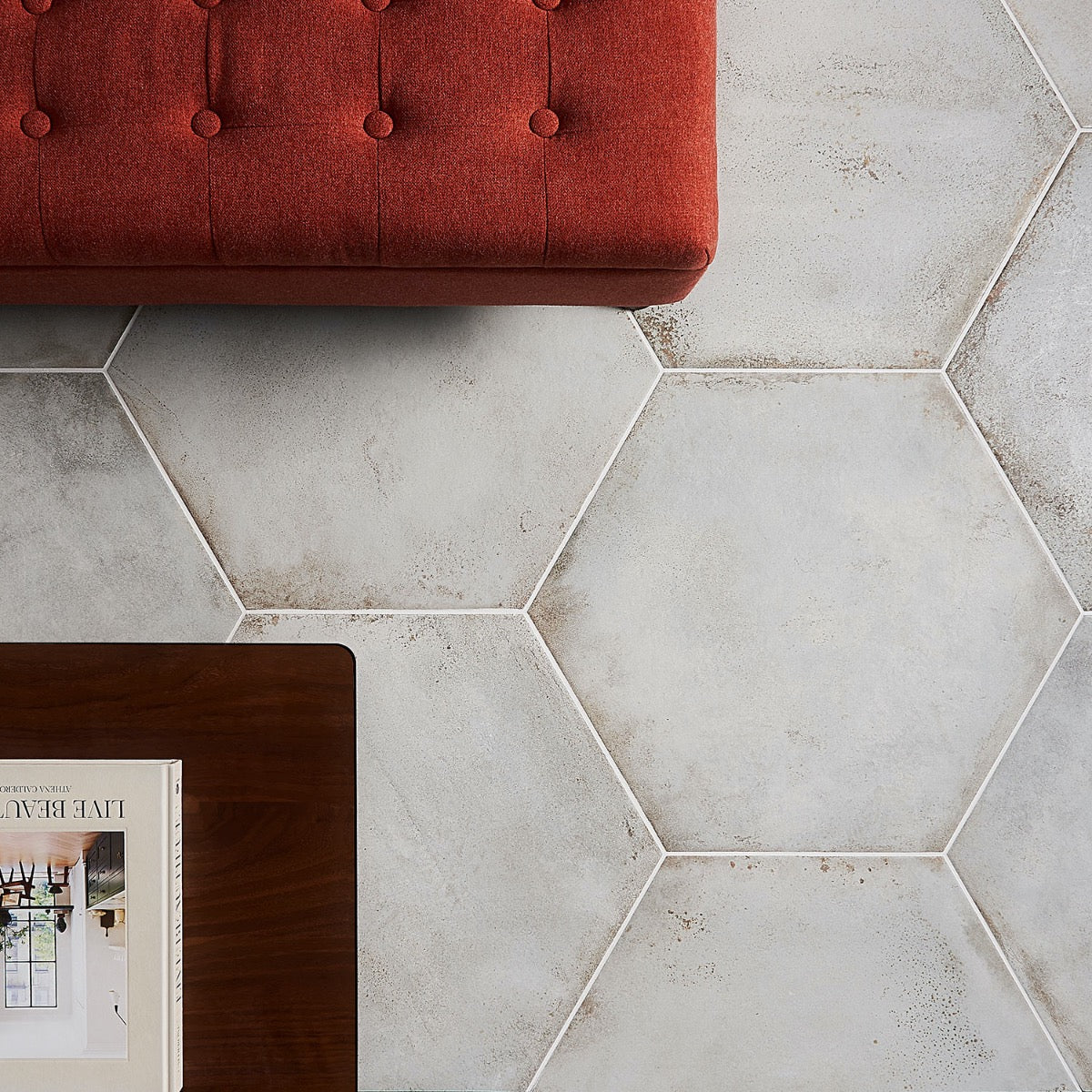 Angela Harris Flatiron White 20" Hexagon Matte Porcelain Tile