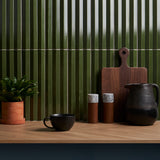 Lux Tile Ponto Verde Green 5x16 3D Polished Porcelain Wall Tile