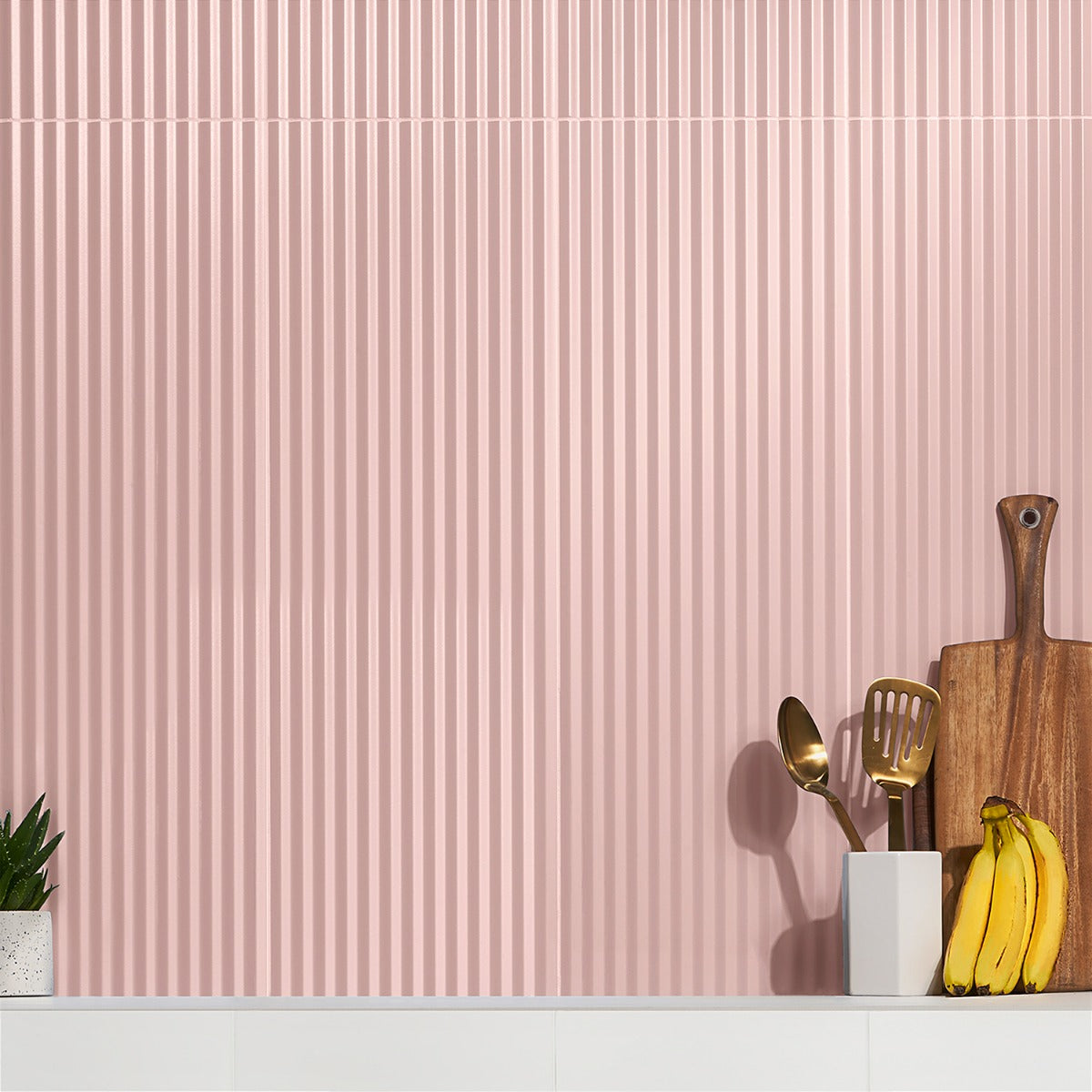Lux Tile Mod 3D Blush Pink 12x36 Fluted Matte Ceramic Tile