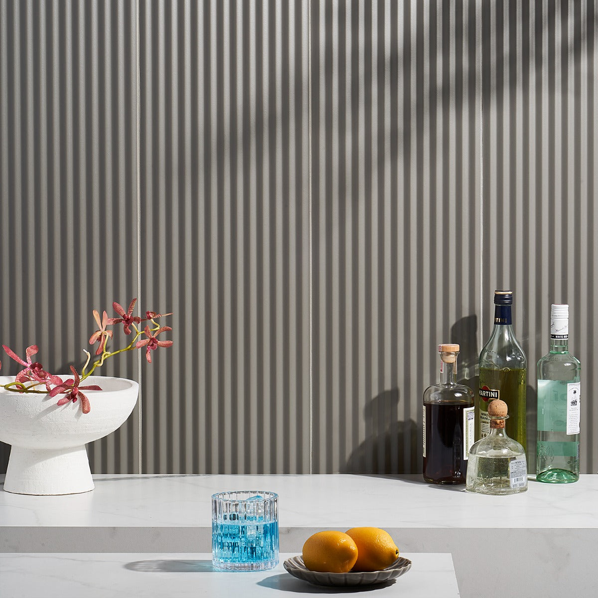 Mod Smoke Gray 12x36 3D Fluted Matte Ceramic Tile - Lux Tile