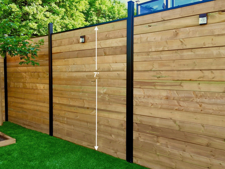 Slipfence 7-ft H x 1-1/2-in W Black Aluminum Horizontal Flat-top Privacy Fence Channel Kit