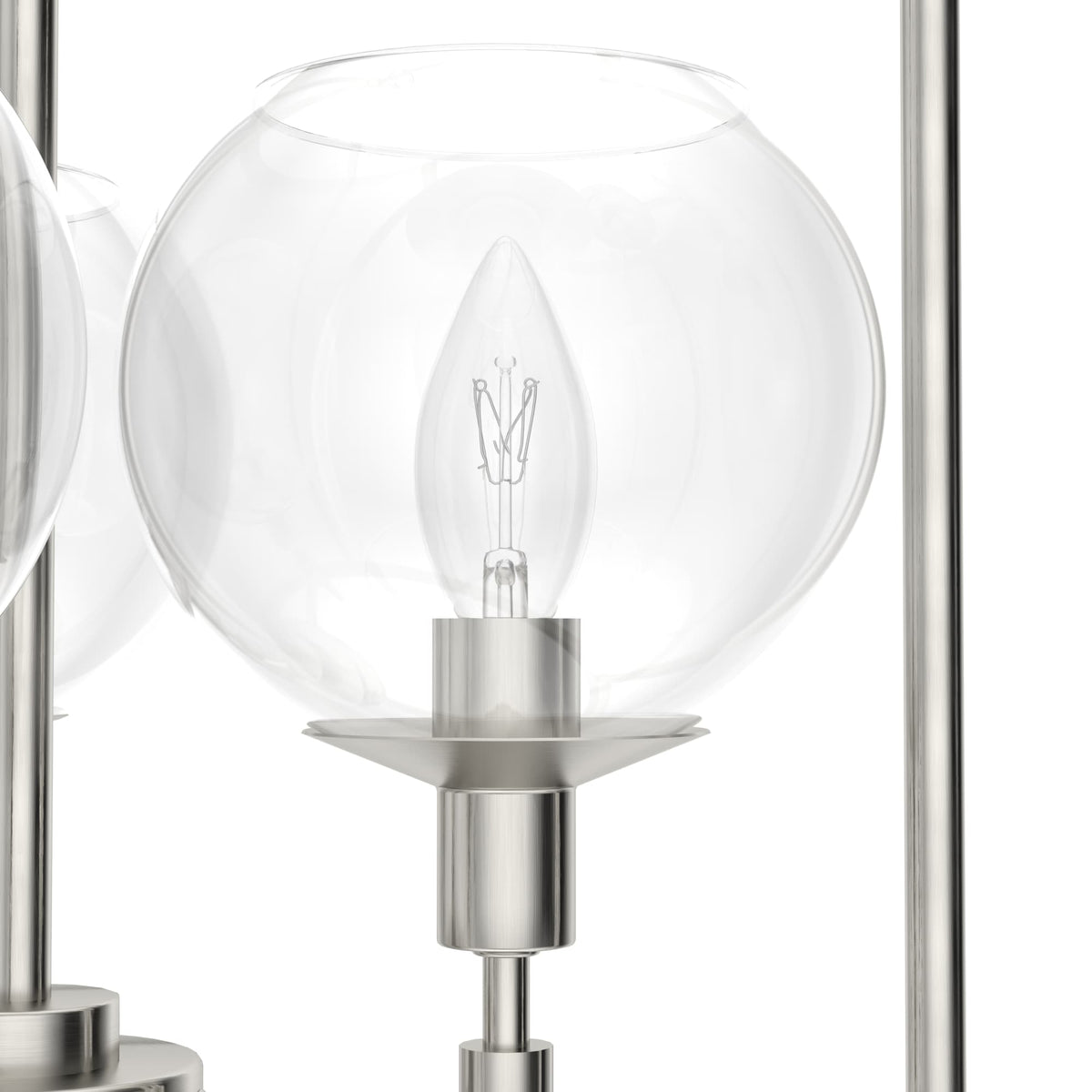 Hunter Xidane 3-Light Brushed Nickel Mid-century Clear Glass Geometric LED Medium Hanging Kitchen Island Light