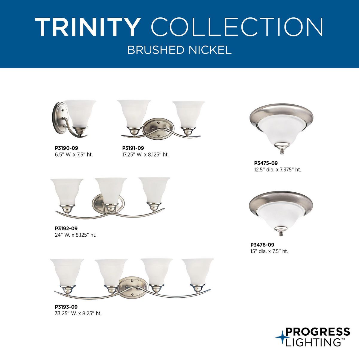 Progress Lighting Trinity 3-Light Antique Bronze Transitional Chandelier