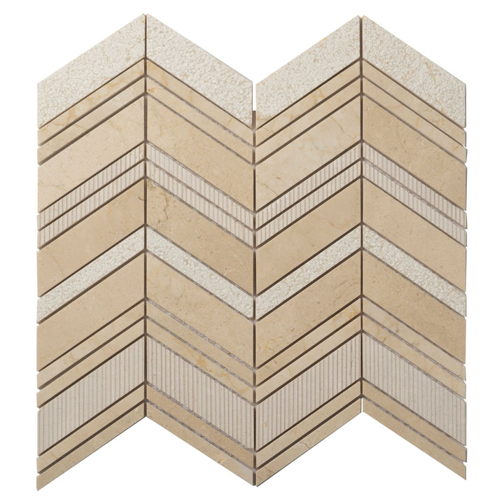 Apollo Tile (Sample) Sparta Beige 4-in x 4-in Polished Marble Chevron Marble Look Floor and Wall Tile