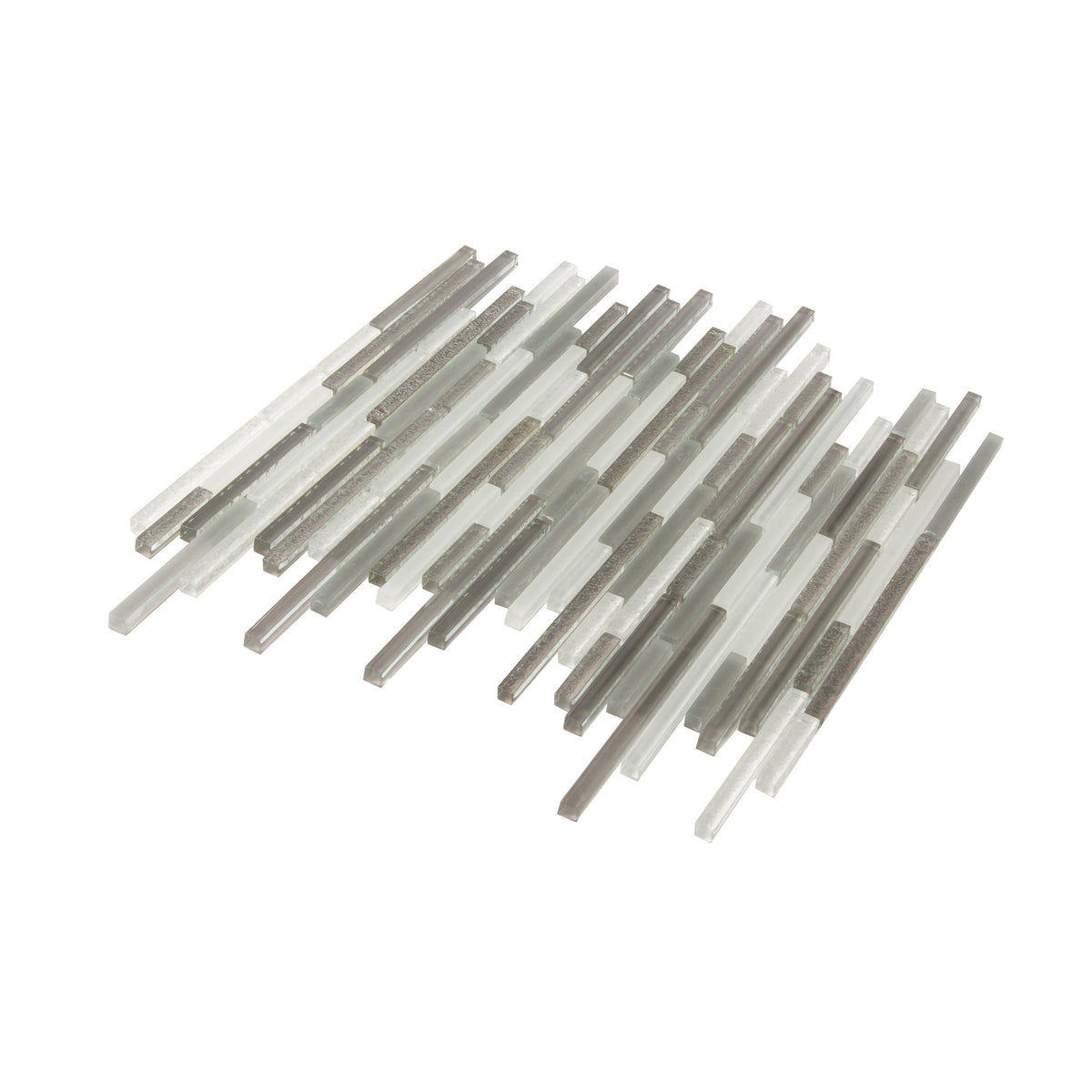 Apollo Tile (Sample) White and Gray 4-in x 6-in Multi-finish Glass Linear Patterned Floor and Wall Tile
