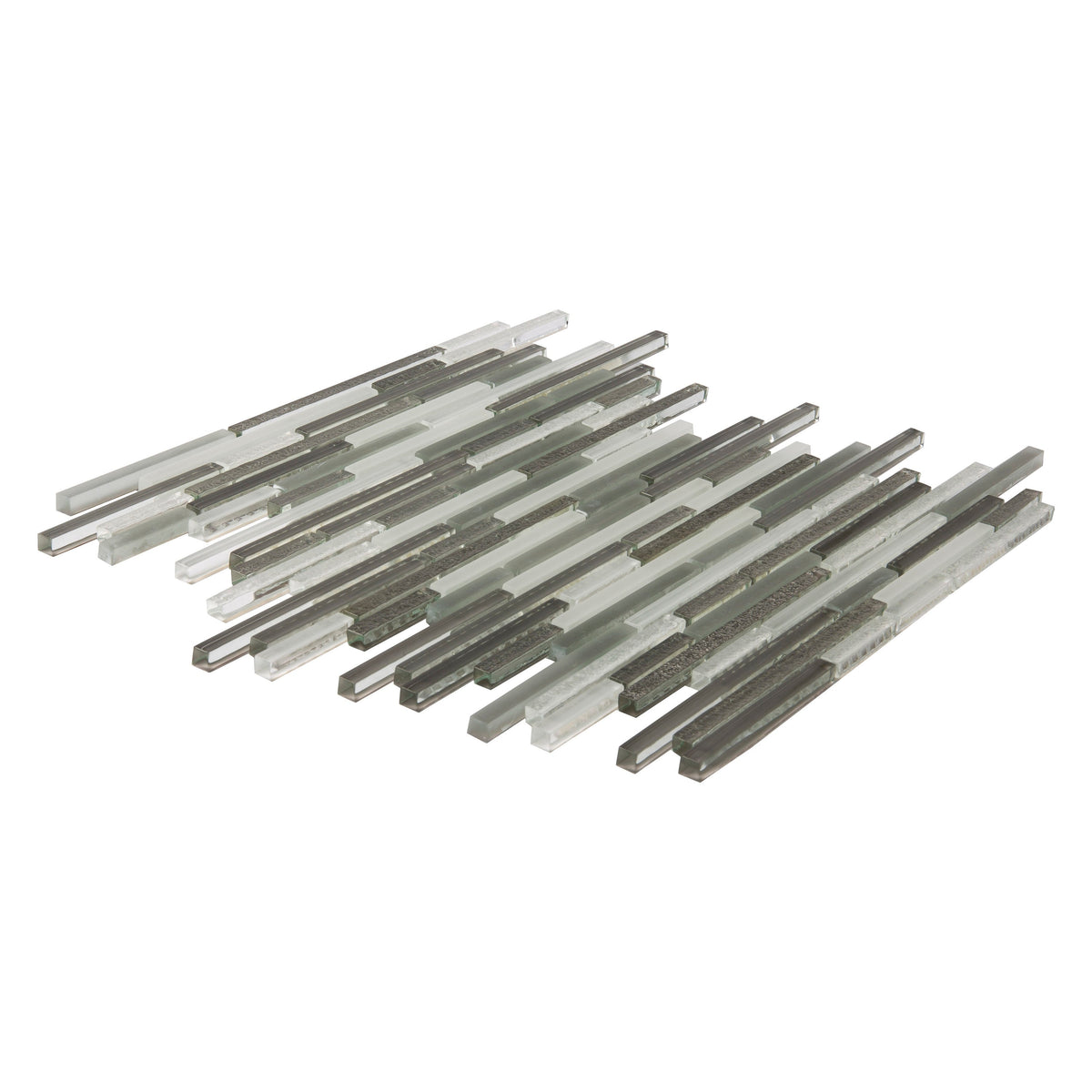 Apollo Tile (Sample) White and Gray 4-in x 6-in Multi-finish Glass Linear Patterned Floor and Wall Tile