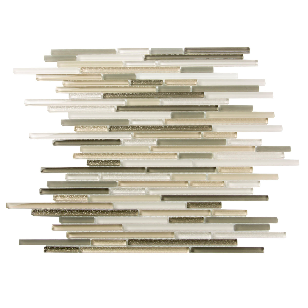 Apollo Tile (Sample) Waterfall White and Beige 4-in x 4-in Multi-finish Glass Linear Mosaic Floor and Wall Tile