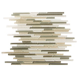 Apollo Tile (Sample) Waterfall White and Beige 4-in x 4-in Multi-finish Glass Linear Mosaic Floor and Wall Tile