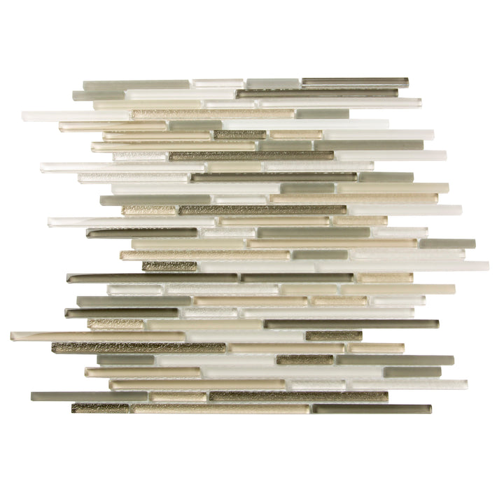 Apollo Tile (Sample) Waterfall White and Beige 4-in x 4-in Multi-finish Glass Linear Mosaic Floor and Wall Tile
