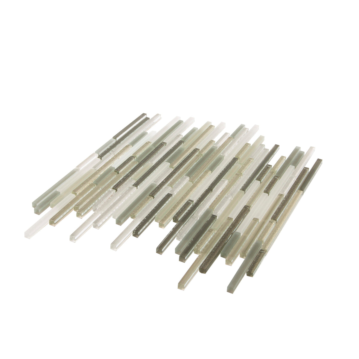 Apollo Tile (Sample) Waterfall White and Beige 4-in x 4-in Multi-finish Glass Linear Mosaic Floor and Wall Tile