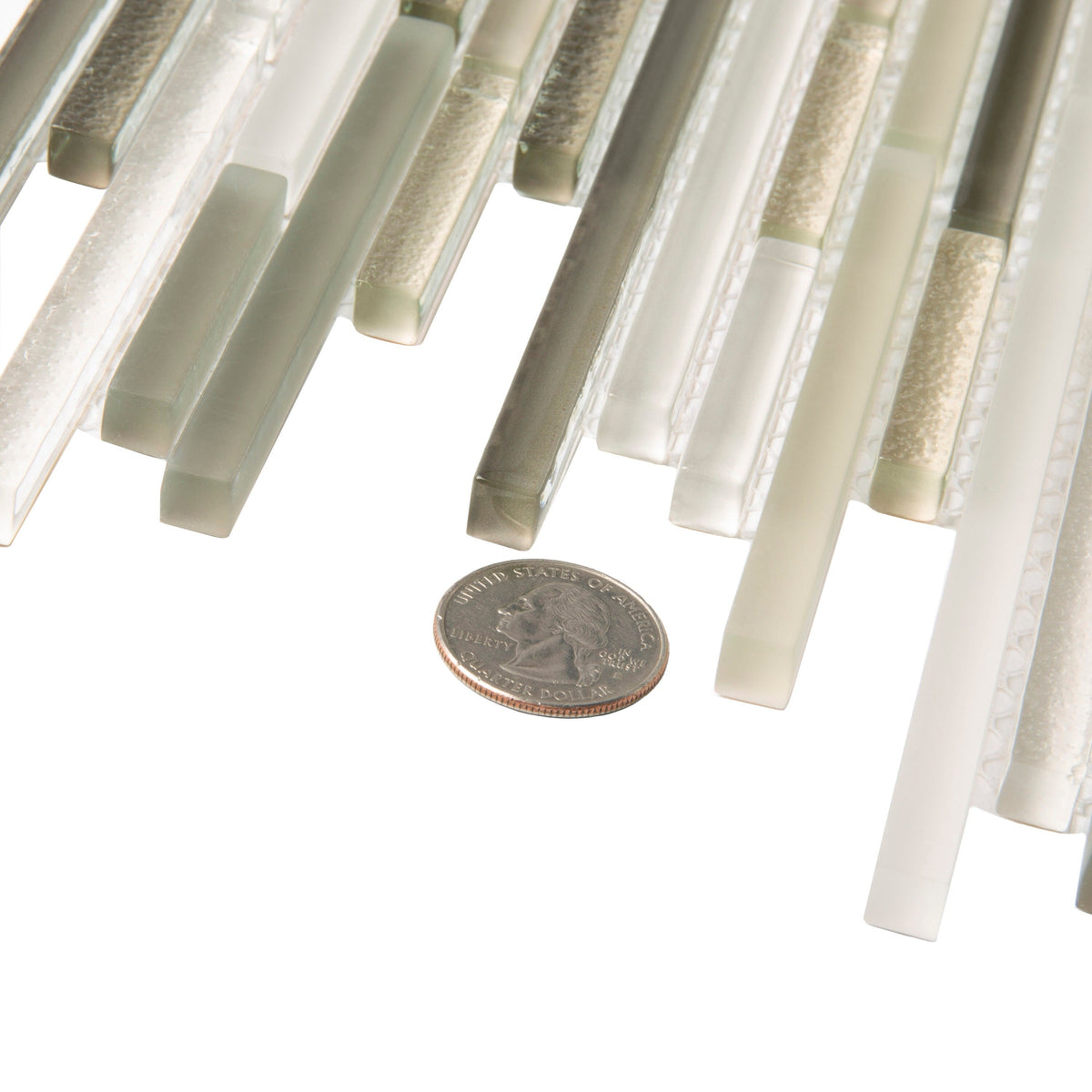 Apollo Tile (Sample) Waterfall White and Beige 4-in x 4-in Multi-finish Glass Linear Mosaic Floor and Wall Tile