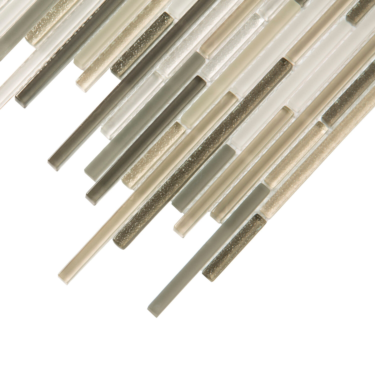 Apollo Tile (Sample) Waterfall White and Beige 4-in x 4-in Multi-finish Glass Linear Mosaic Floor and Wall Tile