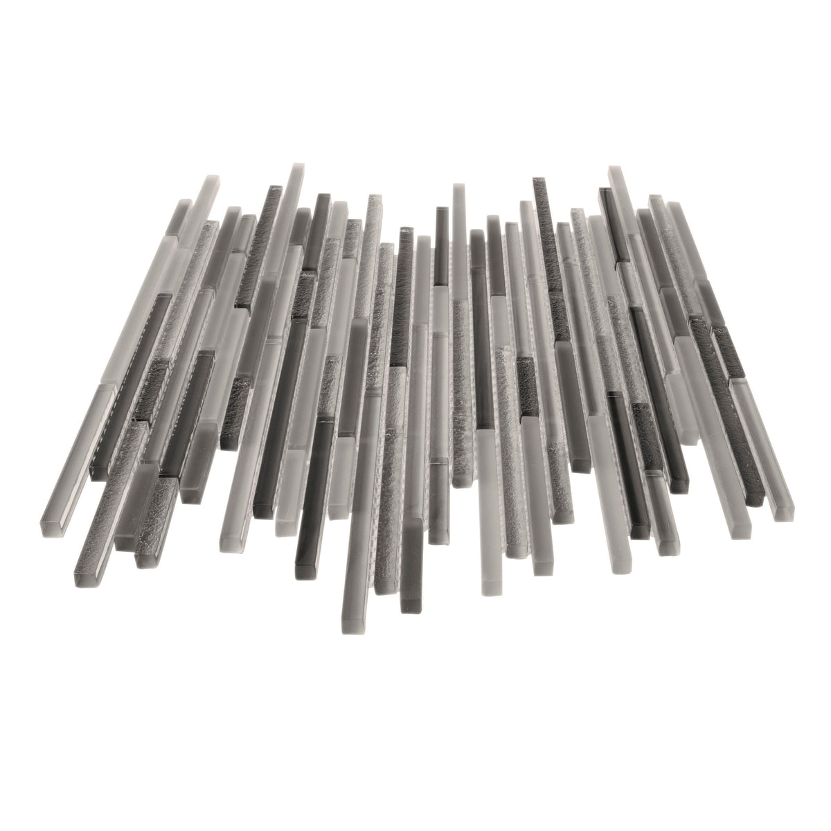Apollo Tile Waterfall White and Iron Gray 12-in x 12-in Multi-finish Glass Linear Marble Look Wall Tile (4.83-sq. ft/ Carton)