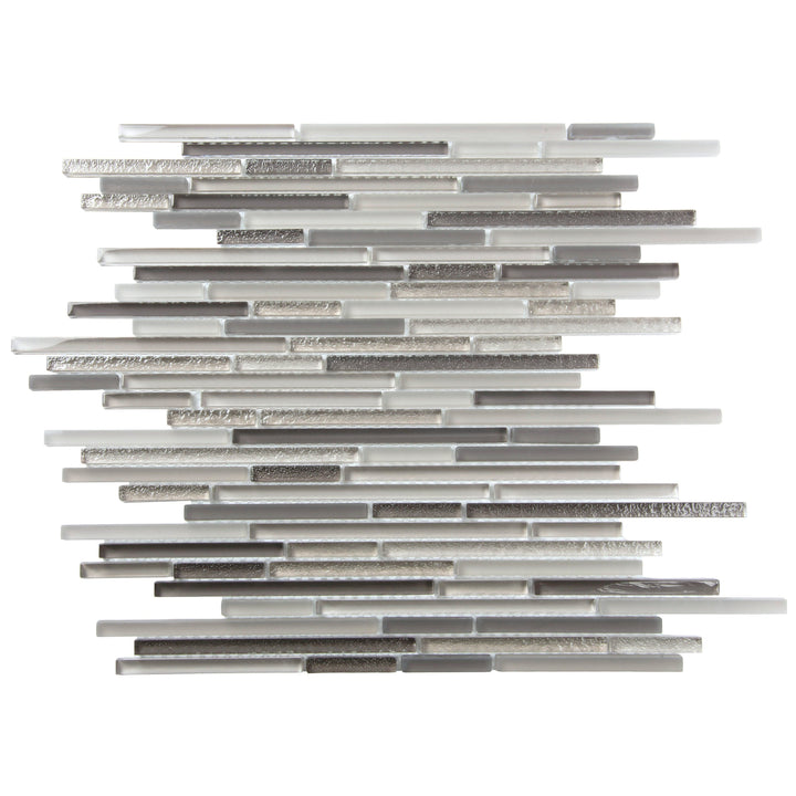 Apollo Tile Waterfall White and Iron Gray 12-in x 12-in Multi-finish Glass Linear Marble Look Wall Tile (4.83-sq. ft/ Carton)