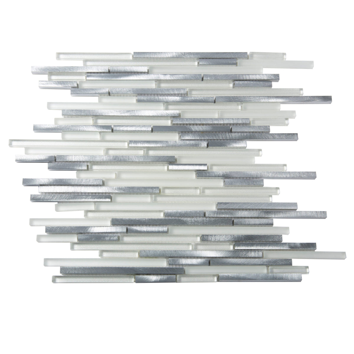 Apollo Tile (Sample) Waterfall White and Silver 4-in x 4-in Multi-finish Marble Linear Marble Look Wall Tile